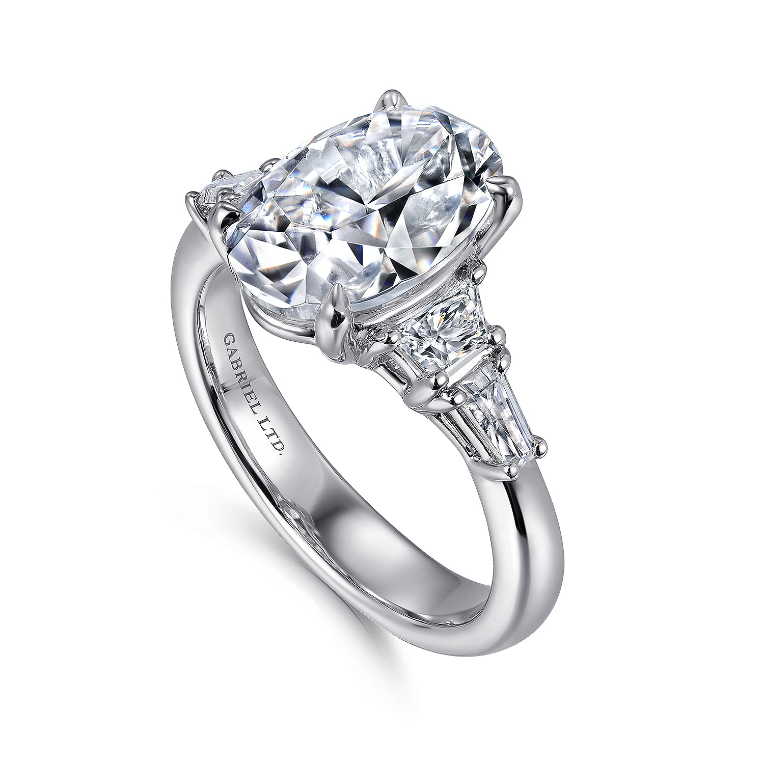 Arianna - 18K White Gold Oval Cut Five Stone Diamond Engagement Ring