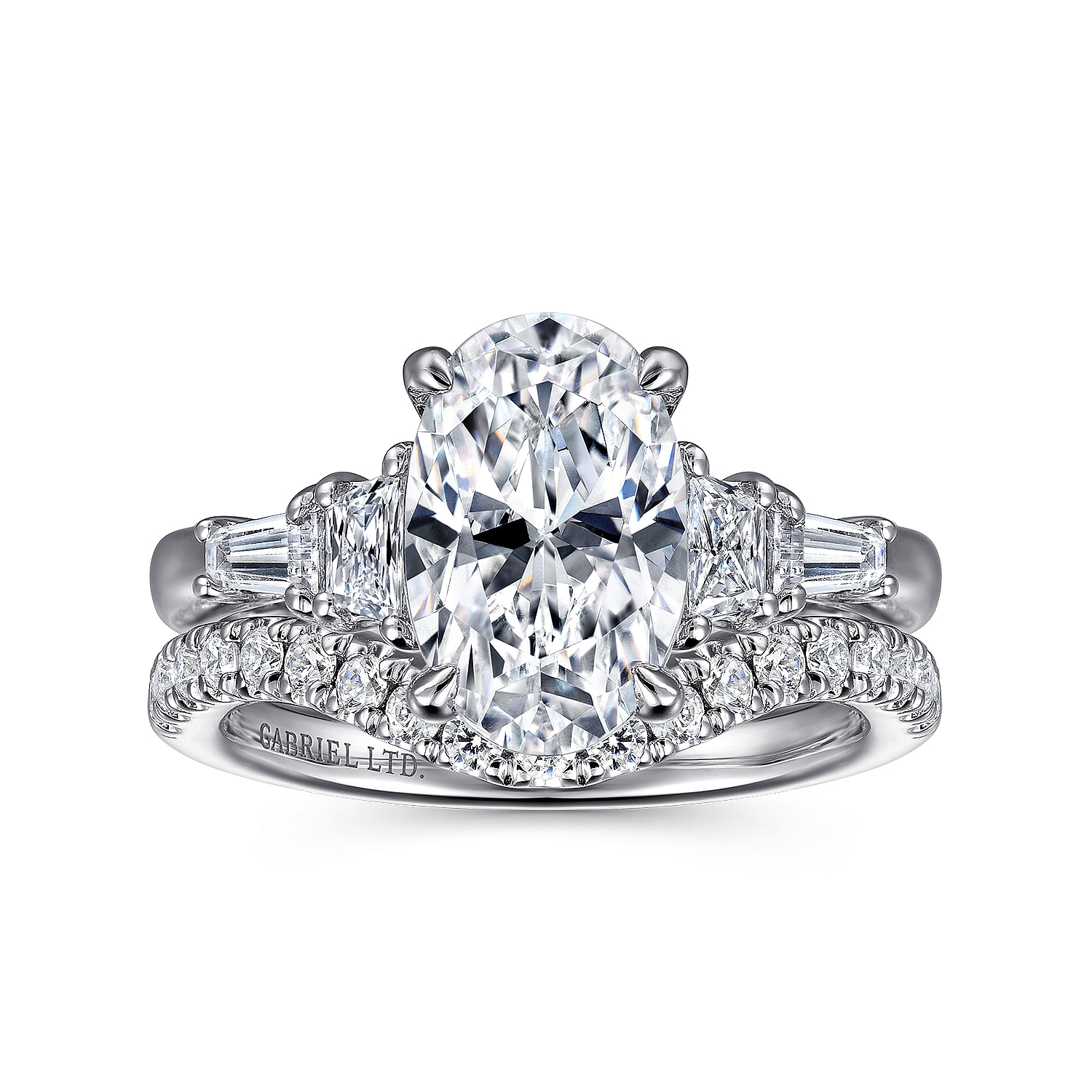 Arianna - 18K White Gold Oval Cut Five Stone Diamond Engagement Ring