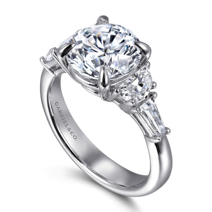 Arielle - 14K White Gold Round Five Stone Diamond Engagement Ring