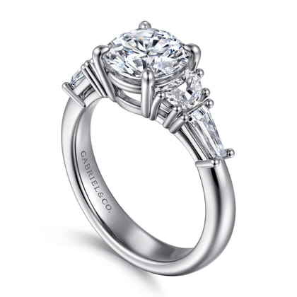 Arielle - 14K White Gold Round Five Stone Diamond Engagement Ring