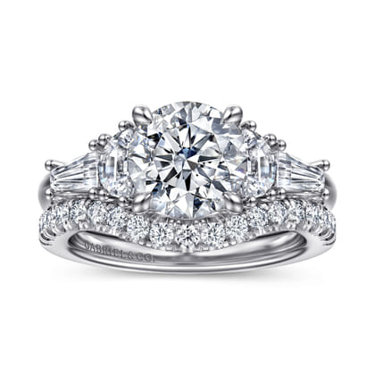 Arielle - 14K White Gold Round Five Stone Diamond Engagement Ring