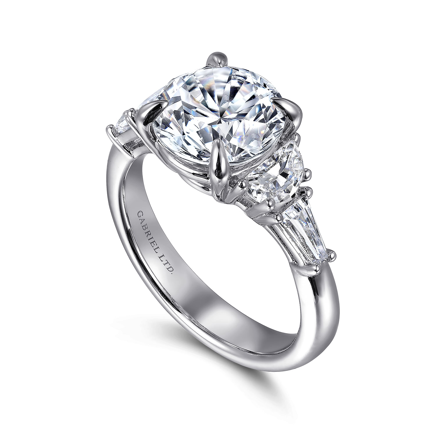 Arielle - 18K White Gold Round Five Stone Diamond Engagement Ring