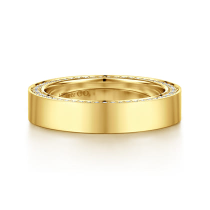 Aristea - Wide 14K Yellow Gold Pave Setting Diamond Eternity Band