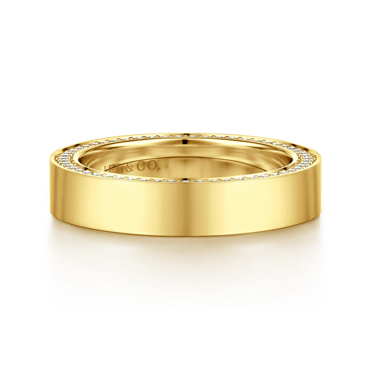 Eternity Band Wedding Ring in 14k Yellow Gold with Round Natural Diamond at Gabriel & Co. - Shot 1