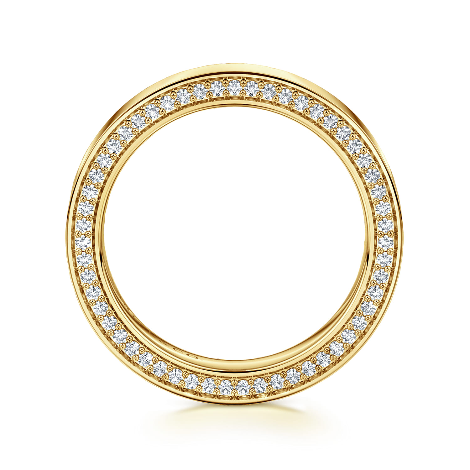 Eternity Band Wedding Ring in 14k Yellow Gold with Round Natural Diamond at Gabriel & Co. - Shot 2