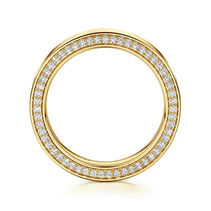 Aristea - Wide 14K Yellow Gold Pave Setting Diamond Eternity Band