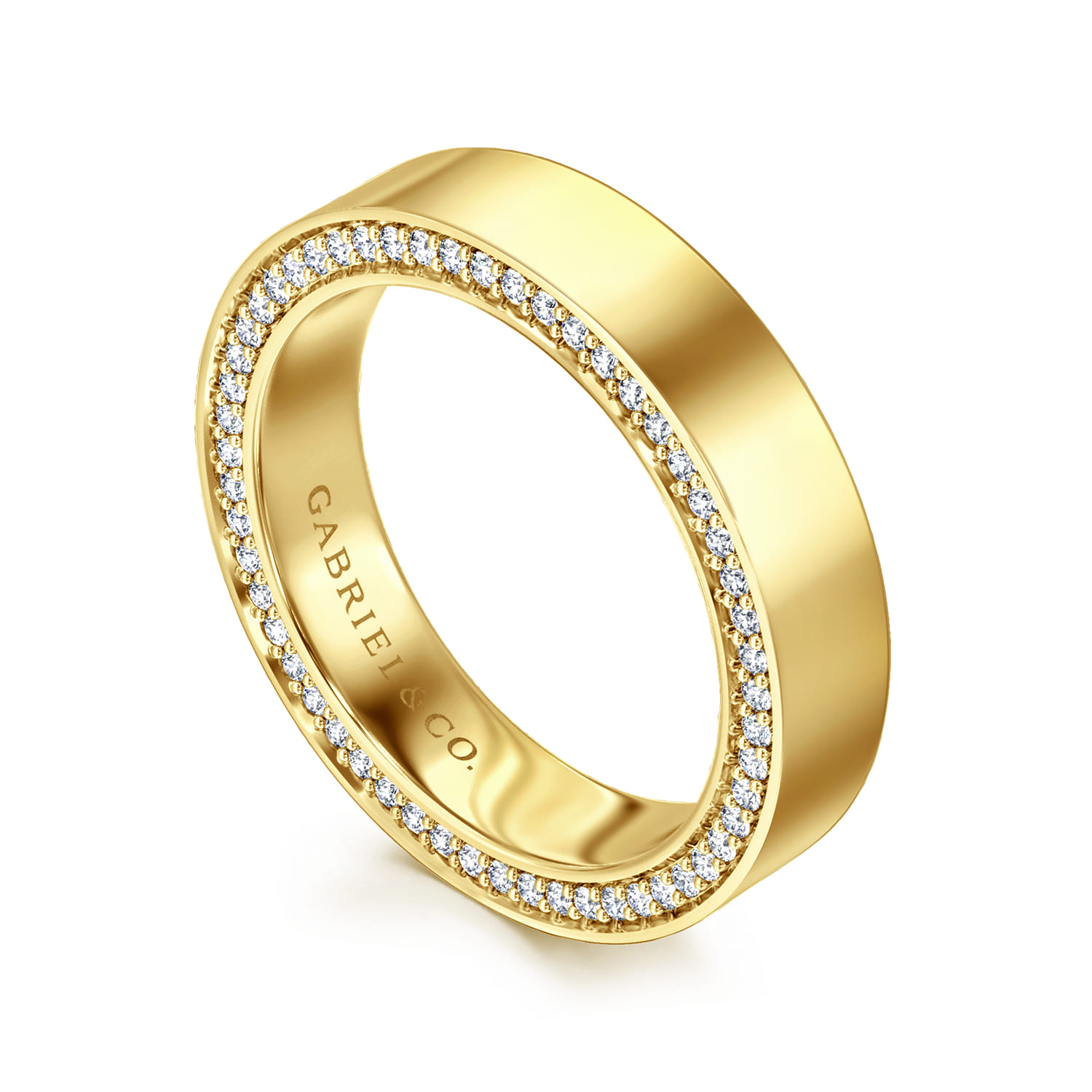 Eternity Band Wedding Ring in 14k Yellow Gold with Round Natural Diamond at Gabriel & Co. - Shot 3