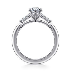 Arletta - 14K White Gold 6 Prong Marquise Shape Diamond Engagement Ring