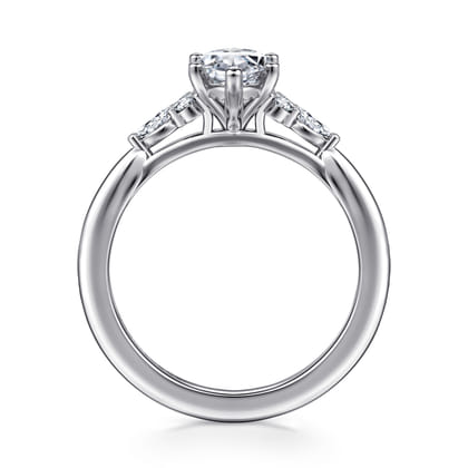 Arletta - 14K White Gold 6 Prong Marquise Shape Diamond Engagement Ring