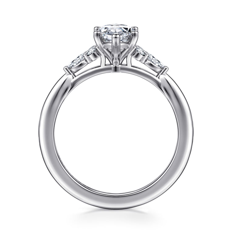 Arletta - 14K White Gold 6 Prong Marquise Shape Diamond Engagement Ring