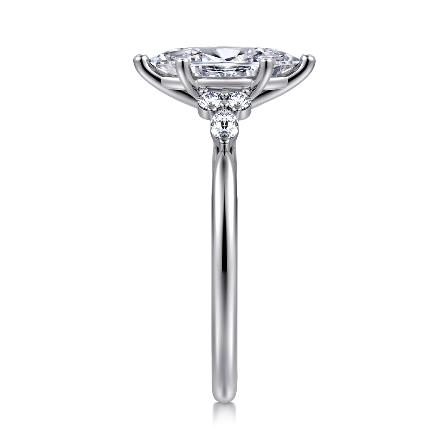 Arletta - 14K White Gold 6 Prong Marquise Shape Diamond Engagement Ring