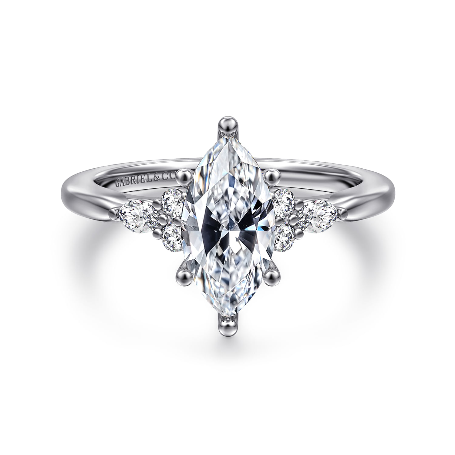 Arletta - 14K White Gold Marquise Shape Diamond Engagement Ring