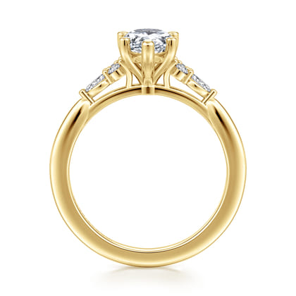 Arletta - 14K Yellow Gold 5 Prong Pear Shape Diamond Engagement Ring