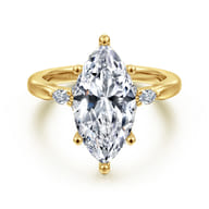 Arletta - 14K Yellow Gold 6 Prong Marquise Shape Diamond Engagement Ring
