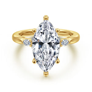 Arletta - 14K Yellow Gold 6 Prong Marquise Shape Diamond Engagement Ring