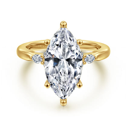 Arletta - 14K Yellow Gold 6 Prong Marquise Shape Diamond Engagement Ring