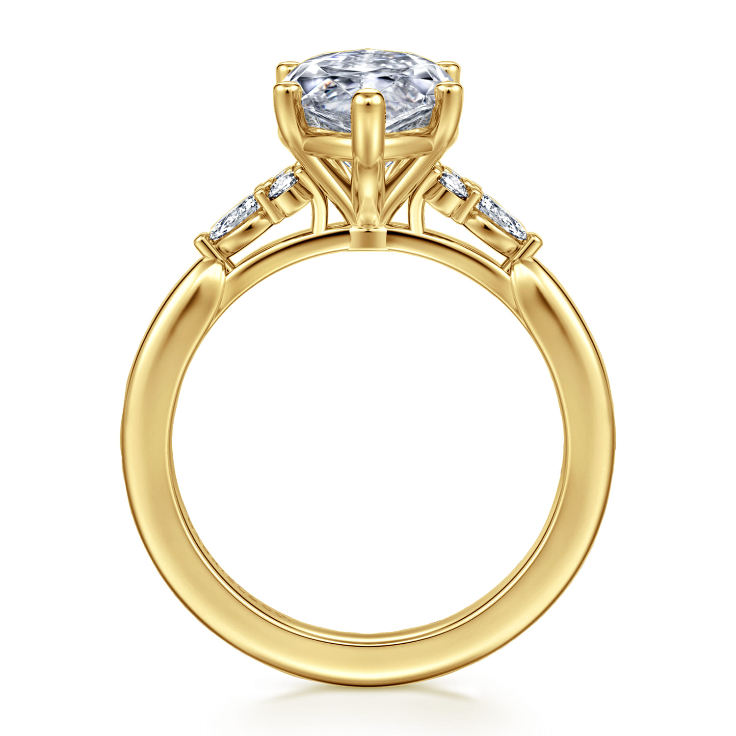 Arletta - 14K Yellow Gold 6 Prong Marquise Shape Diamond Engagement Ring
