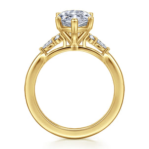 Arletta - 14K Yellow Gold 6 Prong Marquise Shape Diamond Engagement Ring