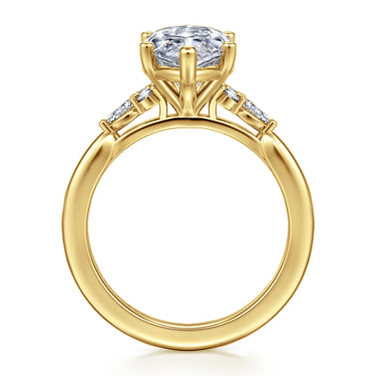 Arletta - 14K Yellow Gold 6 Prong Marquise Shape Diamond Engagement Ring