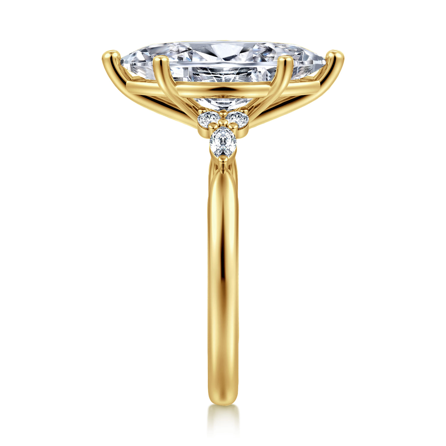 Arletta - 14K Yellow Gold 6 Prong Marquise Shape Diamond Engagement Ring