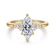 Arletta - 14K Yellow Gold 6 Prong Marquise Shape Diamond Engagement Ring
