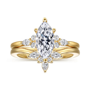 Arletta - 14K Yellow Gold 6 Prong Marquise Shape Diamond Engagement Ring