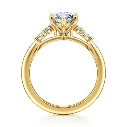 Arletta - 14K Yellow Gold 6 Prong Marquise Shape Diamond Engagement Ring