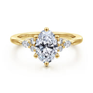 Arletta - 14K Yellow Gold 6 Prong Oval Shape Diamond Engagement Ring