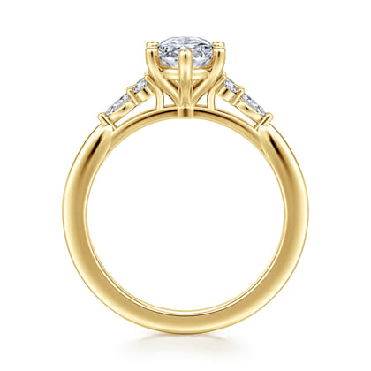 Arletta - 14K Yellow Gold 6 Prong Oval Shape Diamond Engagement Ring