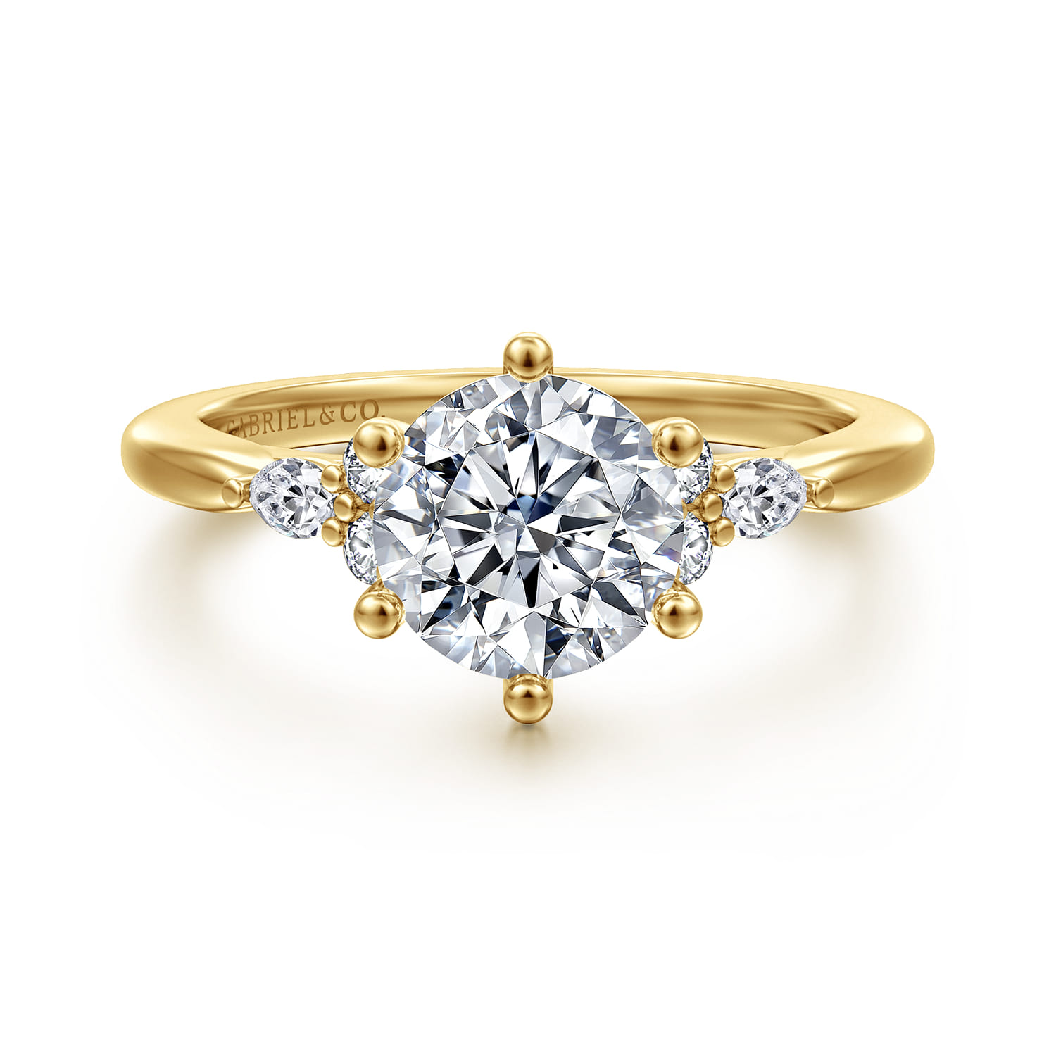 Arletta - 14K Yellow Gold 6 Prong Round Diamond Engagement Ring