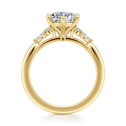 Arletta - 14K Yellow Gold 6 Prong Round Diamond Engagement Ring