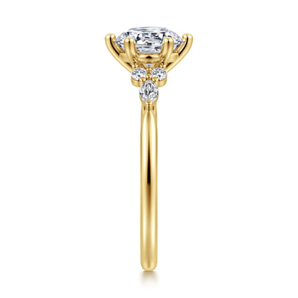 Arletta - 14K Yellow Gold 6 Prong Round Diamond Engagement Ring