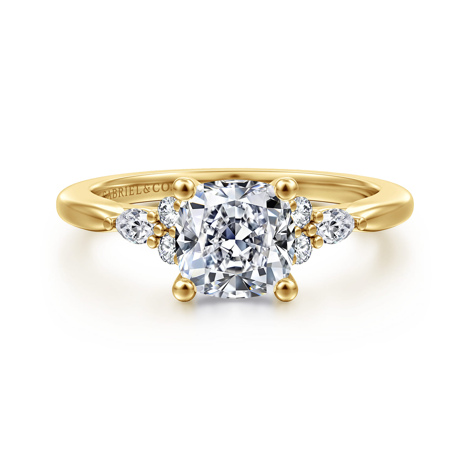 Arletta - 14K Yellow Gold Cushion Cut Diamond Engagement Ring