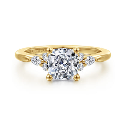 Arletta - 14K Yellow Gold Cushion Cut Diamond Engagement Ring