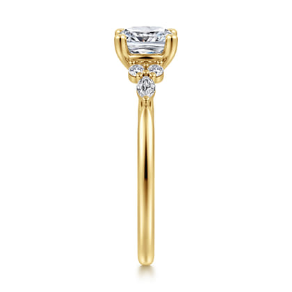 Arletta - 14K Yellow Gold Cushion Cut Diamond Engagement Ring