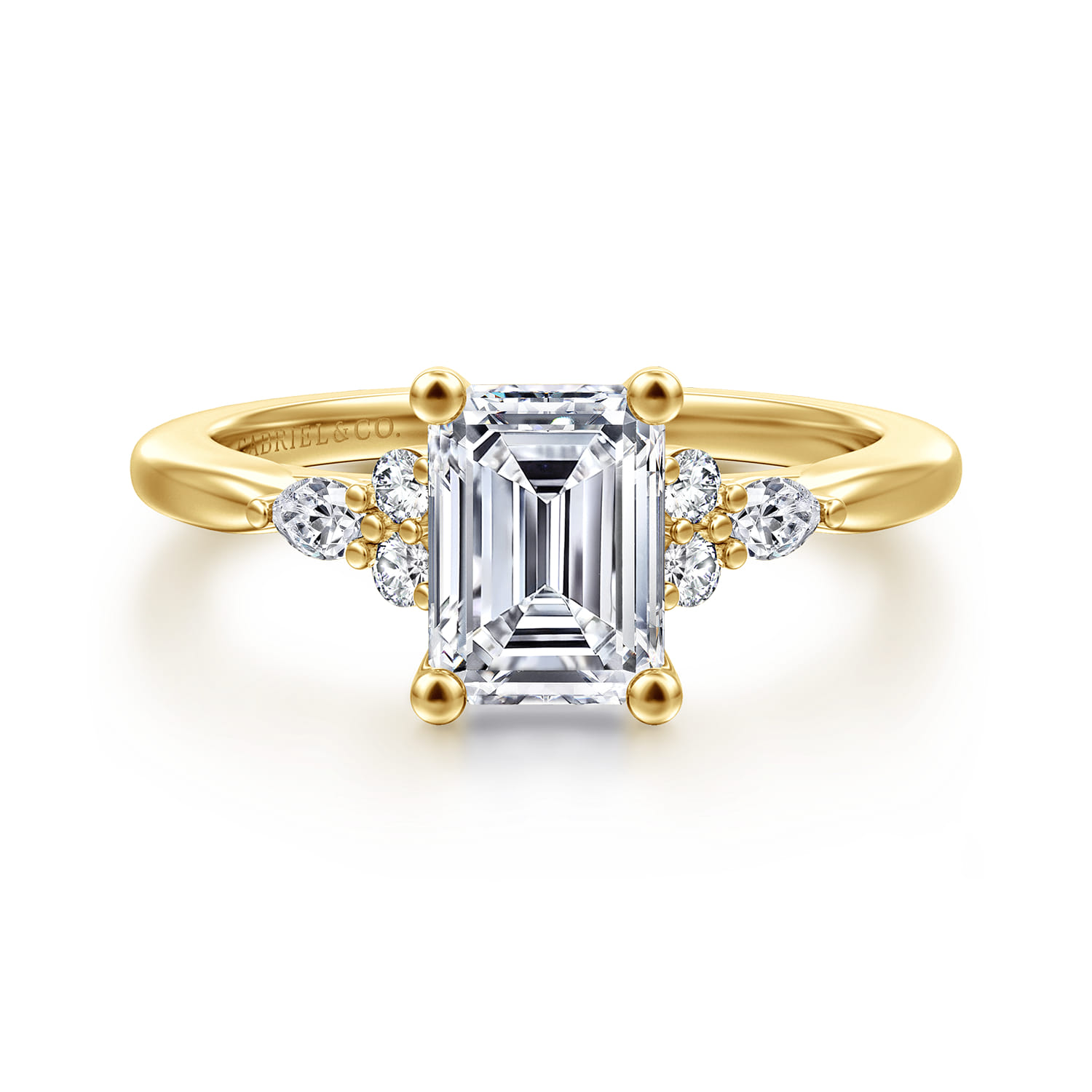 Arletta - 14K Yellow Gold Emerald Cut Diamond Engagement Ring