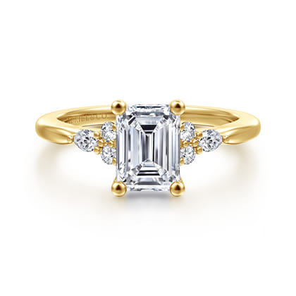 Arletta - 14K Yellow Gold Emerald Cut Diamond Engagement Ring