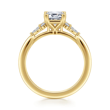 Arletta - 14K Yellow Gold Emerald Cut Diamond Engagement Ring