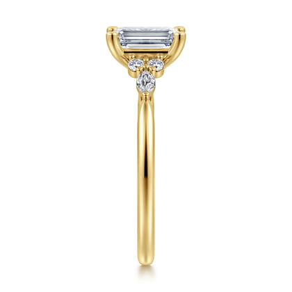 Arletta - 14K Yellow Gold Emerald Cut Diamond Engagement Ring