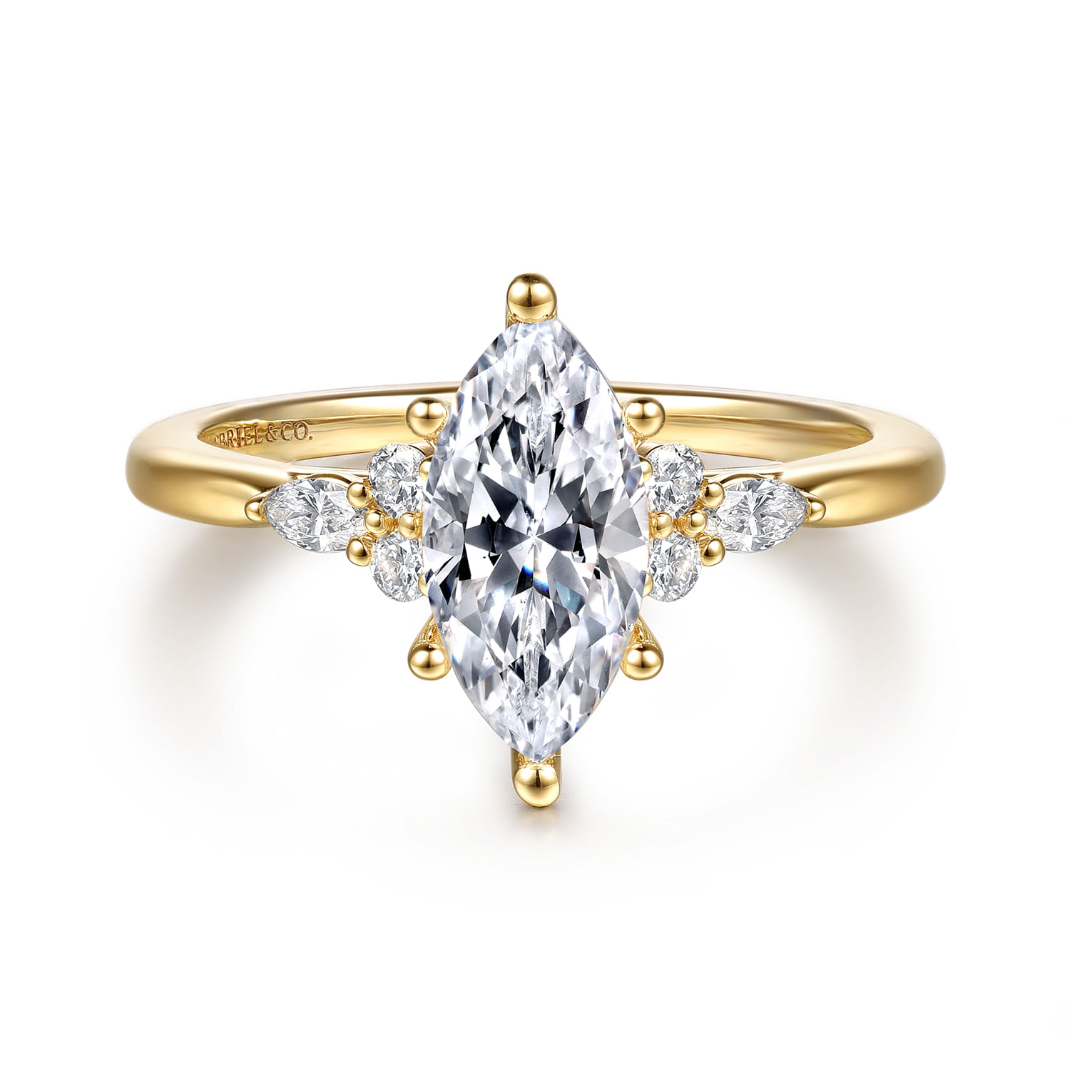 Arletta - 14K Yellow Gold Marquise Shape Diamond Engagement Ring