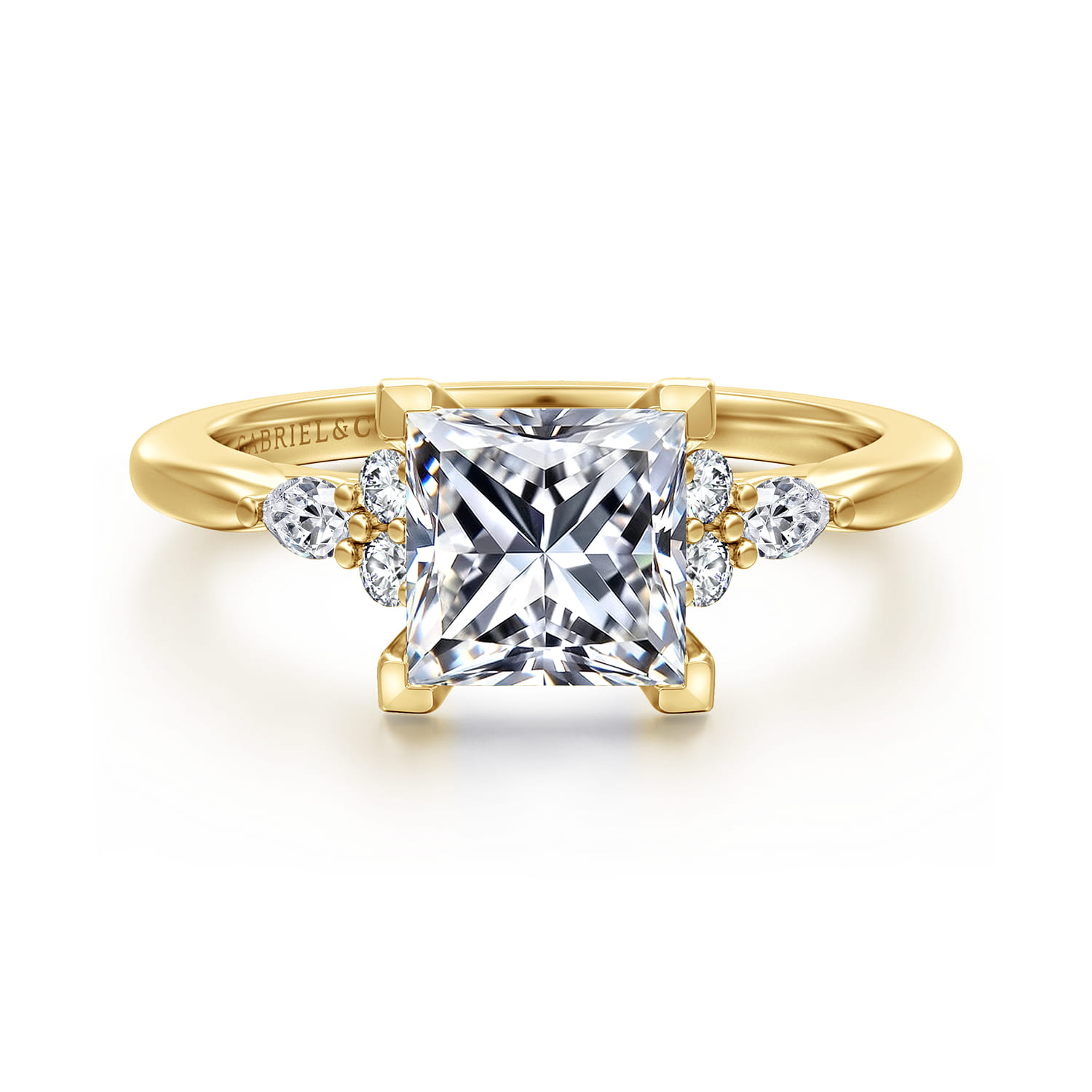 Arletta - 14K Yellow Gold Princess Cut Diamond Engagement Ring