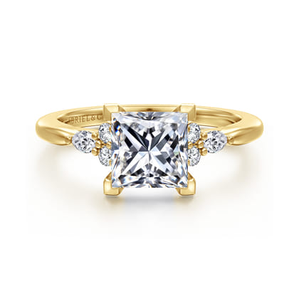 Arletta - 14K Yellow Gold Princess Cut Diamond Engagement Ring