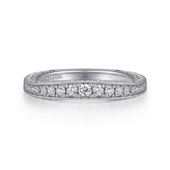 Art Deco 14K White Gold Diamond Matching Wedding Band