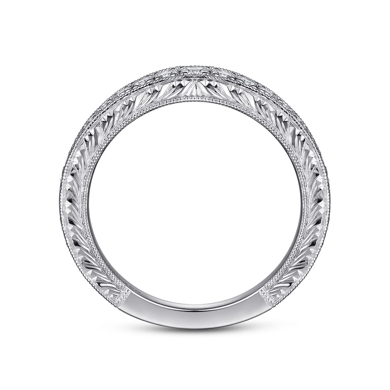 Art Deco 14K White Gold Diamond Matching Wedding Band - 0.26 ct - Shot 2