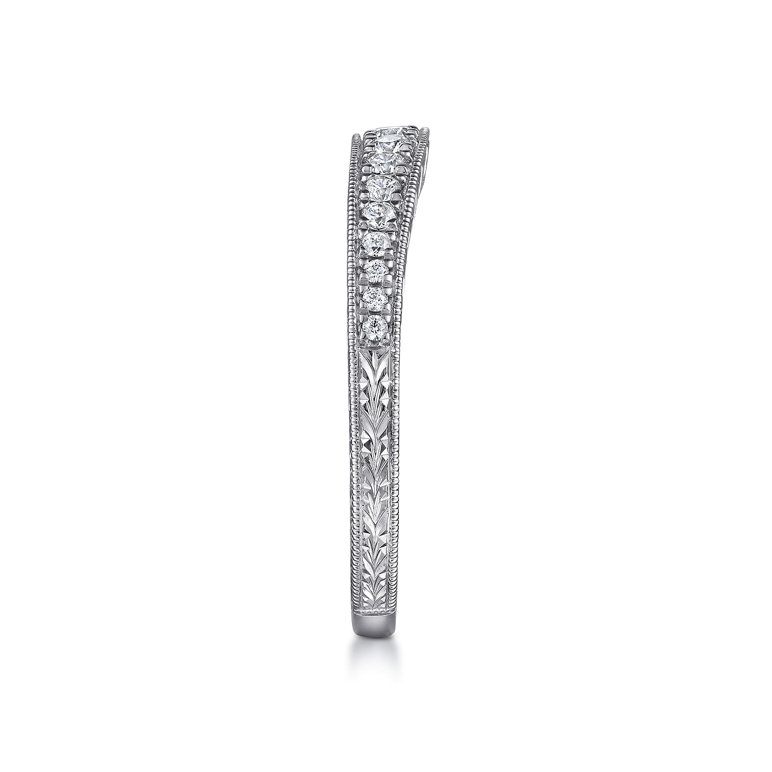 Art Deco 14K White Gold Diamond Matching Wedding Band - 0.26 ct - Shot 5