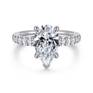 Aruba - 14K White Gold Diamond Pear Shape Engagement Ring