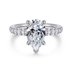 Aruba - 14K White Gold Pear Shape Diamond Engagement Ring