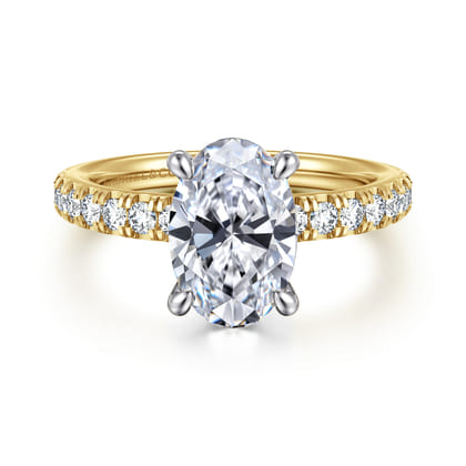 Aruba - 14K White-Yellow Gold Oval Diamond Engagement Ring