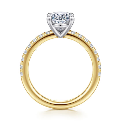 Aruba - 14K White-Yellow Gold Oval Diamond Engagement Ring