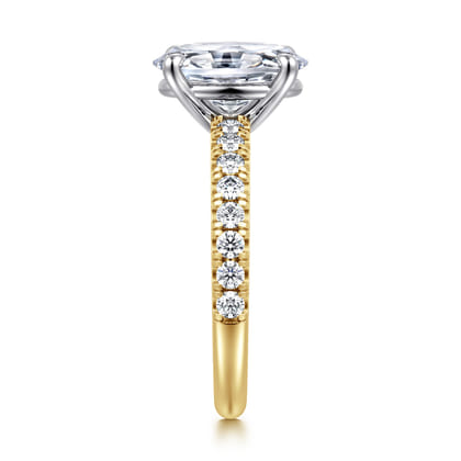 Aruba - 14K White-Yellow Gold Oval Diamond Engagement Ring